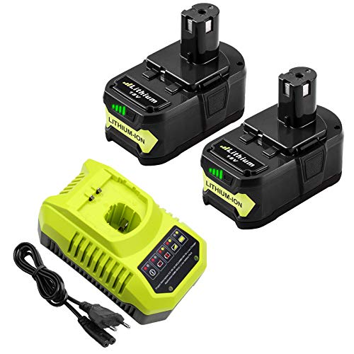 2 uds P108 5.0Ah Batería de Repuesto Boetpcr para Ryobi 18V + Batería de Cargador para Ryobi 18V ONE + Herramientas P108 P107 P104 P105 P102 P103 2 uds P108 5.0Ah Batería de Repuesto Boetpcr para Ryobi 18V + Batería de Cargador para Ryobi 18V ONE + Herramientas P108 P107 P104 P105 P102 P103