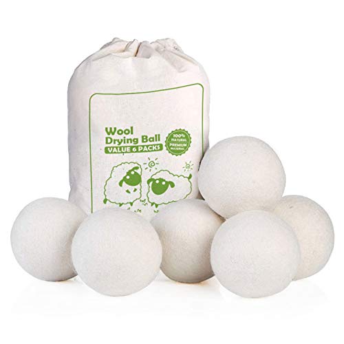 6 bolas de secado de lana para lavar la ropa, suavizante de telas orgánico alternativo 100% lana original de Nueva Zelanda, hecho a mano natural, adecuado para bebés y personas alérgicas