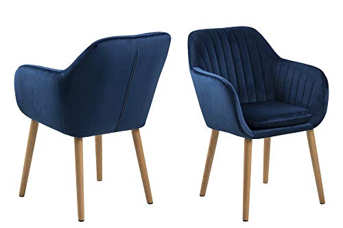AC Design Furniture Wendy Silla de Comedor, Tela, Azul Oscuro, 61 x 57 x 83 cm