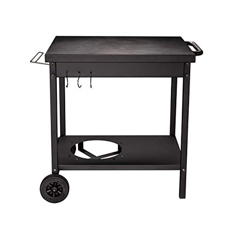 ACTIVA Mesa de barbacoa con ruedas para asar plancha y asar, 73 x 55 x 77 cm (largo x ancho x alto). Mesa auxiliar de metal con gran superficie de apoyo, carrito para asar, cocina al aire libre