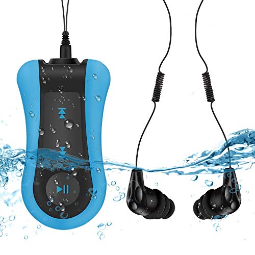 AGPtek reproductor MP3 sumergible, S12, version Nouvelle MP3 impermeable 8 GB IPX8 para natación (piscina) y sports-bleu