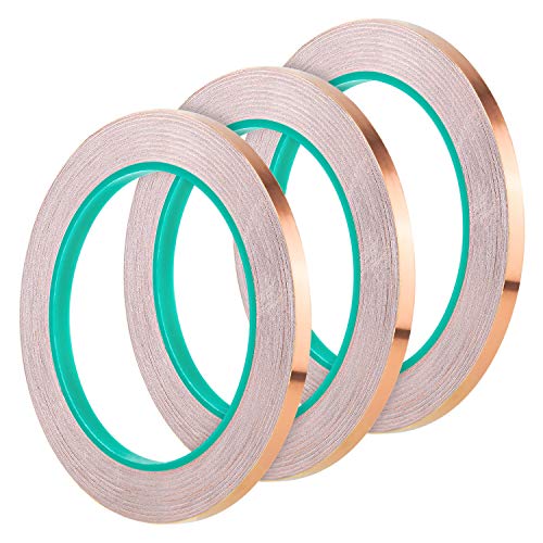 AIEX 3 Rollos 6mm Cinta De Lámina De Cobre Doble Cara Conductor Adhesivo Para Blindaje Emi Vidrieras Reparaciones Eléctricas Repelente De Babosas Conexión a Tierra AIEX 3 Rollos 6mm Cinta De Lámina De Cobre Doble Cara Conductor Adhesivo Para Blindaje Emi Vidrieras Reparaciones Eléctricas Repelente De Babosas Conexión a Tierra
