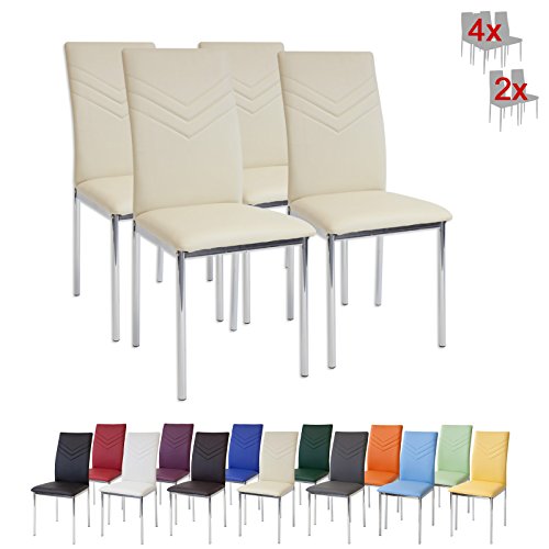 Albatros 2939 Verona Set de 4 sillas de Comedor, Beige, pie de Cromo, SGS Tested