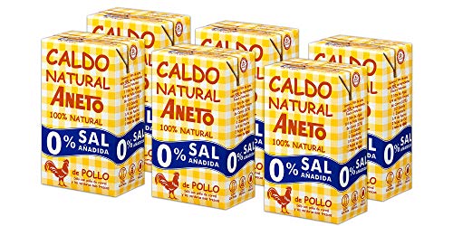 Aneto 100% Natural - Caldo de Pollo 0% sal - caja de 6 unidades de 1 litro
