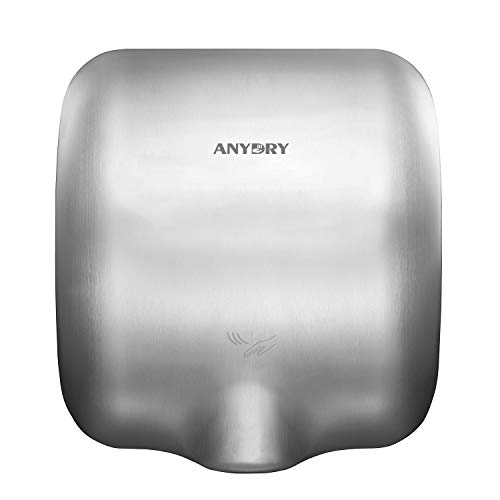 anydry®AD2800 secador de Manos Comercial, secador de Manos eléctrico, secador de Manos automático, secador de Manos montado en la Pared, Carcasa de Acero Inoxidable. 1400 vatios.(Cepillado)