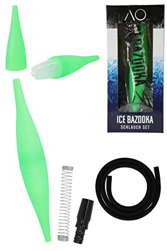 AO® Shisha Ice Bazooka Set de manguera | 1 boquilla de hielo + 1 acumulador de frío + 1 manguera + 1 muelle de manguera + 1 conector de manguera | (verde claro)