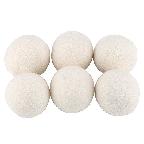 Aramox Wool Dryer Balls 6 Pack 6cm Bolas secadoras de lana natural Absorción de agua elimina el lavado de pelotas de secado estático Reemplazo