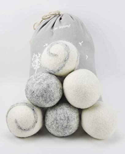 ASN Store - Juego de 6 bolas de secado para secadora y chaquetas de plumón, libre de sustancias nocivas y respetuoso con los animales, 100% lana de oveja pura