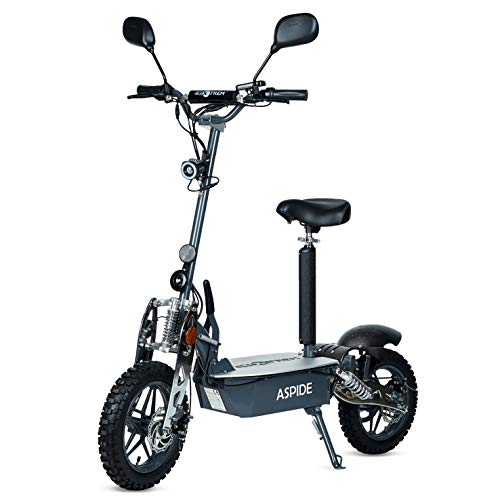 Aspide Metal - Patinete/Scooter eléctrico dos ruedas, con sillín, plegable, luz LED frontal, panel LCD, motor 2000W, velocidad hasta 40Km/h, autonomía hasta 25-30Km. Ideal para paseos urbanos.