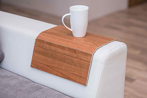 Bandeja de madera para sofá y reposabrazos protectores, para mesa o sofá, bandeja para televisión, color wengué