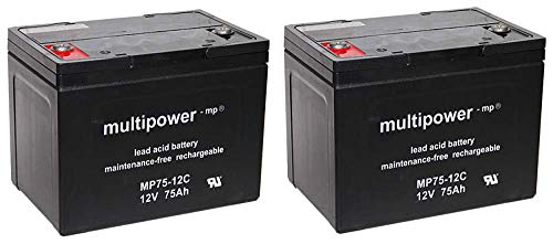 Batería compatible con Invacare Storm 3, 2 x 12 V, 75 Ah, MP75-12C, plomo, AGM, resistente a los ciclos