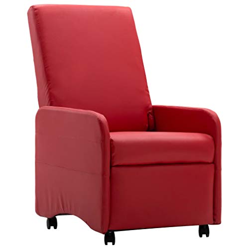 Benkeg Sillón Reclinable De Cuero Artificial Rojo 65 X 83 X 101 Cm Sillón Relax, Sofás De Salón, Chaise Longue