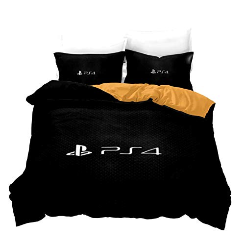 Bfrdollf ps4 Playstation - Juego de cama de algodón con funda de almohada, 100% microfibra, impresión digital 3D, para niños y adultos (140 x 210 cm, 9)
