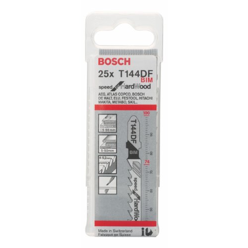 Bosch 2 608 634 990 - Hoja de sierra de calar T 144 DF - Speed for Hard Wood (pack de 25)