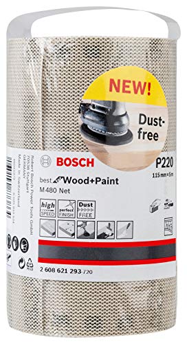 Bosch Professional 2608621295 Rollo de lija M480 Best for Wood and Paint, madera y pintura, grano P320, accesorios para lijado a mano, 0 W, 0 V, 115 x 5000 mm