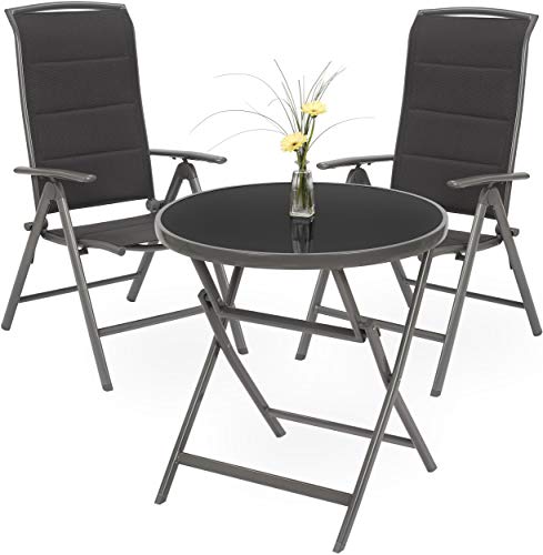 BRUBAKER Set de 2 Milano Sillas de Jardín - Respaldo Alto Plegable - Respaldo Regulable en 8 Posiciones - Sillas Plegables Metal - Resistentes a la Intemperie - Gris Plateado BRUBAKER Set de 2 Milano Sillas de Jardín - Respaldo Alto Plegable - Respaldo Regulable en 8 Posiciones - Sillas Plegables Metal - Resistentes a la Intemperie - Gris Plateado