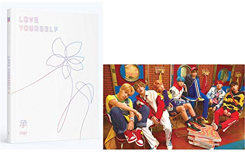 BTS Love Yourself Her (E Version) Album Bangtan Boys CD+Poster+Photobook+Photocard+Mini Book+Sticker Pack+Gift (Extra 6 Photocards and 1 Double-Sided Photocard Set)
