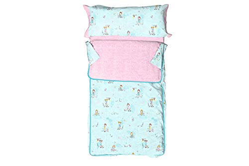 Burrito Blanco Saco Nórdico 163 Infantil con Fuelle y Relleno con Un diseño Estampado de Unas niñas con Sus Perritos para Cama Individual de 90x190 hasta 90x200 cm, Color Azul