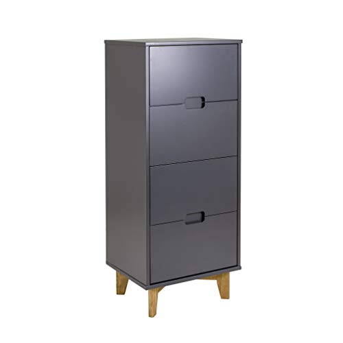Buyqualia Sinfonier, cómoda de Noche de Cuatro cajones con guías metálicas y Patas de Madera Maciza en Color Haya (Pizarra) Buyqualia Sinfonier, cómoda de Noche de Cuatro cajones con guías metálicas y Patas de Madera Maciza en Color Haya (Pizarra)