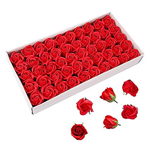 Caja de jabón de aceites esenciales perfumados con olor a rosa con diseño en forma de flor de Weiye, 50 unidades sin conservantes, regalo ideal para aniversario, cumpleaños, boda, día de San Valentín