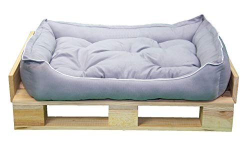 Cama para Perros y Gatos, Sofá para Perros/Gatos, Cesta para Perros/Gatos con Cojín Extraíble de Color Gris + Cama Palet Europeo NUEVOS A ESTRENAR (L, Colchoneta + Palet) Cama para Perros y Gatos, Sofá para Perros/Gatos, Cesta para Perros/Gatos con Cojín Extraíble de Color Gris + Cama Palet Europeo NUEVOS A ESTRENAR (L, Colchoneta + Palet)