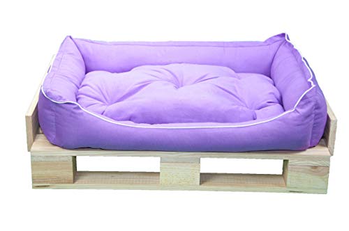 ?? Cama para Perros y Gatos, Sofá para Perros/Gatos, Cesta para Perros/Gatos con Cojín Extraíble de Color Morada + Cama Palet Europeo NUEVOS A ESTRENAR ?? (L, Colchoneta)