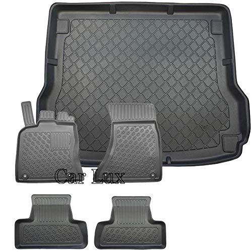 Car Lux DUO2983 - Kit Conjunto de Alfombra y Alfombrillas a Medida Tipo cubeta Exclusiv con Borde Alto para Q5 Desde 2008-