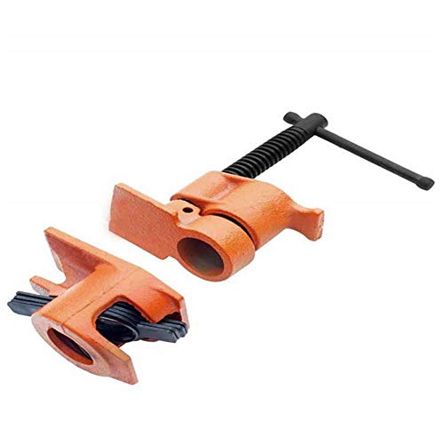 Carpintería abrazadera de tubo Set 3/4 pulgadas de abrazadera del tornillo del accesorio de fijación Gabinete de empleo para trabajar la madera Herramientas de Fontanería (naranja)