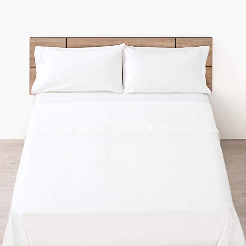 Carrefour Tex - Juego de Sábanas 3 Piezas Algodón Percal Liso Vainica 105 cm Blanco Carrefour Tex - Juego de Sábanas 3 Piezas Algodón Percal Liso Vainica 105 cm Blanco