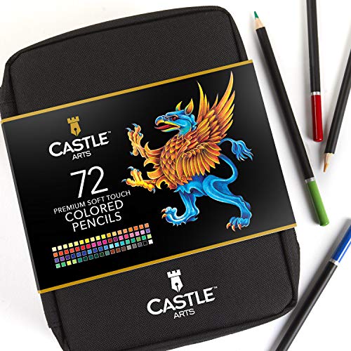 Castle Art Supplies 72 lápices de colores en estuche con cremallera para proteger y almacenar los lápices Castle Art Supplies 72 lápices de colores en estuche con cremallera para proteger y almacenar los lápices