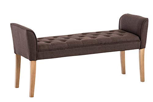 Chaise Longue Cleopatra con Tapizado de Tela I Banco Largo Acolchado en Estilo Chesterfield I Silla Larga I Color:, Color:marrón, Color del Marco:Envejecido Claro