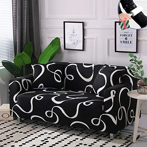 Chickwin Funda Elástica para Sofá de 1/2/3/4 Plazas, Universal Antideslizante Tejido Elástico Suave Lavable Moderno Extensible Cubierta Protector de Sofá Cover (3 plazas,Blanco y Negro) Chickwin Funda Elástica para Sofá de 1/2/3/4 Plazas, Universal Antideslizante Tejido Elástico Suave Lavable Moderno Extensible Cubierta Protector de Sofá Cover (3 plazas,Blanco y Negro)