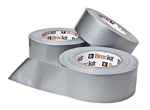 Cinta Americana Súper Fuerte Color Gris Plata Brackit | Cinta Americana Resistente para Uso Industrial, Uso en la Oficina, Uso General | Paquete con 3 Rollos de Cinta Americana (48mm x 50m por rollo)