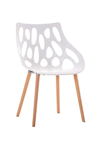CLP Silla para Visitas Hailey con Asiento de Plástico I Silla Salón Moderna con Base de Madera de Haya | Silla de Comedor con Respaldo | Silla R, Color:Blanco CLP Silla para Visitas Hailey con Asiento de Plástico I Silla Salón Moderna con Base de Madera de Haya | Silla de Comedor con Respaldo | Silla R, Color:Blanco