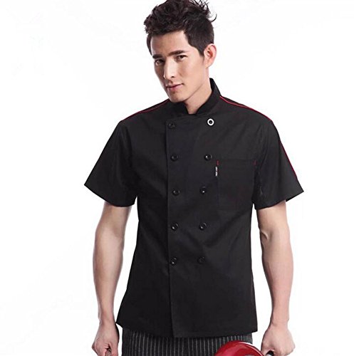 Cocina Uniforme Camisa de Cocinero Manga Corta Negro Cocina Uniforme Camisa de Cocinero Manga Corta Negro