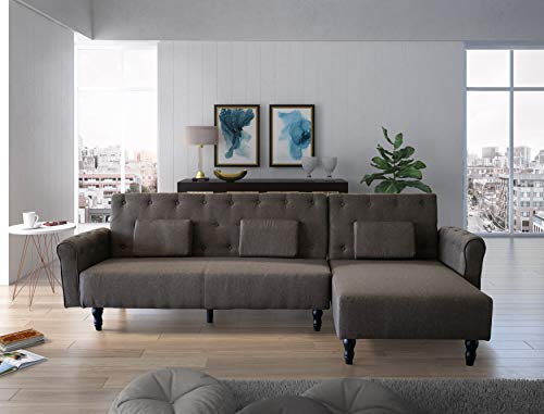 Comfort Products SelectionHome - Sofa Chaise Longue, Convertible en Cama, Reversible, Modelo Chester, Acabado en Marron, Medidas: 267 cm (Largo) x 137 cm (Fondo) x 88 cm (Alto)