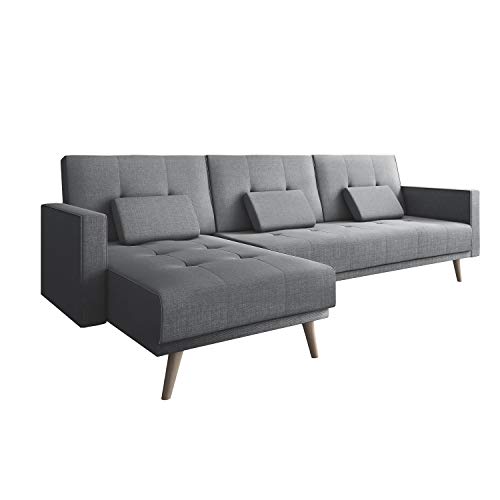 Comfort Products SelectionHome - Sofa Chaise Longue, Convertible en Cama, Reversible, Modelo Verona, Acabado en Gris Claro, Medidas: 267 cm (Ancho) x 88 cm (Alto) x 137 cm (Fondo)
