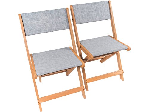 Conjunto de 2 Sillas plegables en madera exótica Seoul - Maple - Gris Conjunto de 2 Sillas plegables en madera exótica Seoul - Maple - Gris