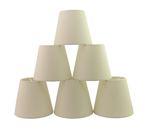 Conjunto de 6 piezas Clamp Pantalla de lámpara para lampara y lampara de pared (De lino blanco) / Set of 6 Clip Lamp Shade for Chandelier and wall lamp (Off White Linen)