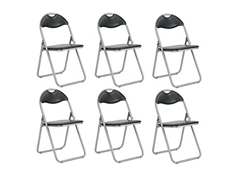 Conjunto de 6 sillas plegables multiusos PVC negro Metal