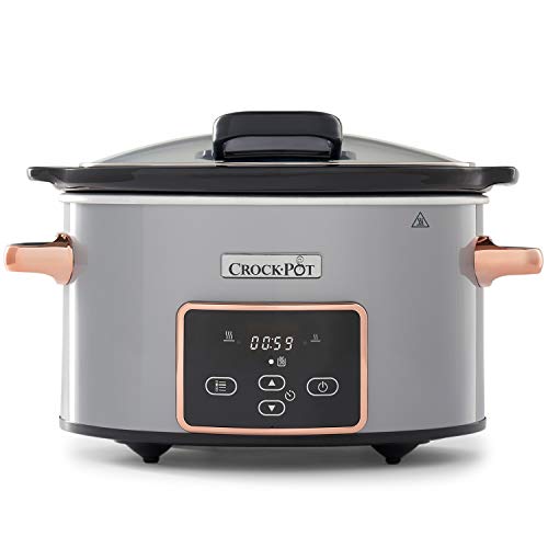 Crock-Pot CSC059X Olla de cocción lenta digital para preparar todo tipo de recetas, 3.5 litros, Plata/Cobre