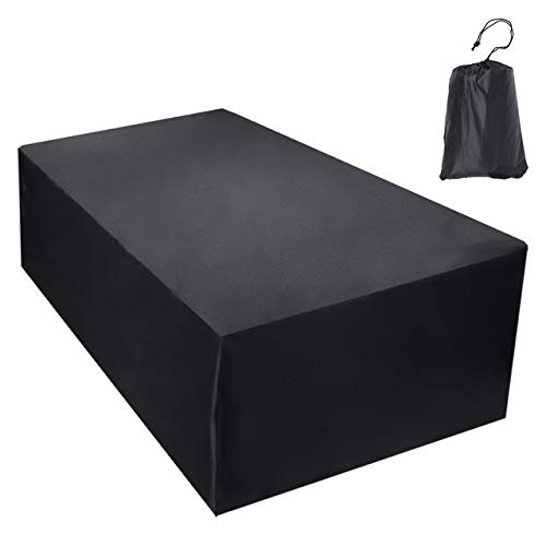 Cubierta de la mesa de jardín 6 tamaños Cubiertas de muebles de jardín de patio al aire libre impermeables Cubiertas de silla de lluvia y nieve para silla de mesa Funda antipolvo, negro, 200x160x