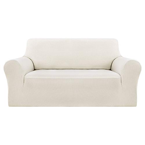 Deconovo Cubre de Sillón Funda para Sofá 2 Plazas Protector Elástica Blanco