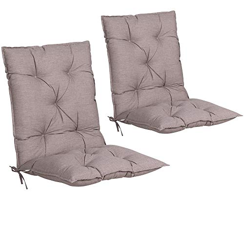 Detex Set de 2 Cojines de sillas con Respaldo Crema Almohadillas Rellenado para sillones para jardín Interior Exterior