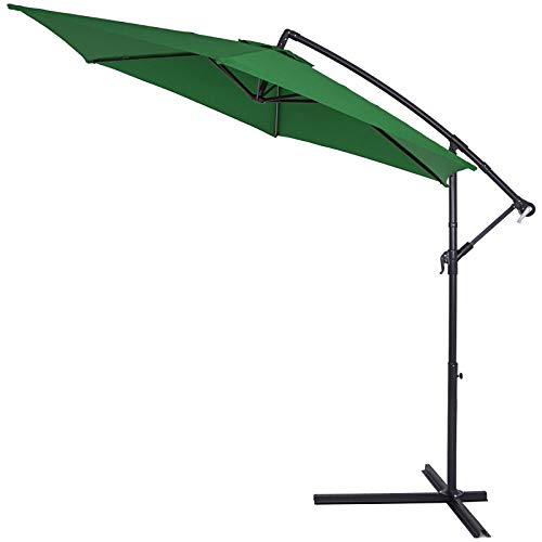 Deuba Sombrilla de Aluminio de Ø330cm Verde protección Solar UV40+ con manivela Base en Cruz jardín terraza Patio balcón Deuba Sombrilla de Aluminio de Ø330cm Verde protección Solar UV40+ con manivela Base en Cruz jardín terraza Patio balcón