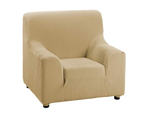 DHestia Funda Elástica y Adaptable con Elastómero, Medidas Sofá, Sillón 1 Plaza-70/90 cm, Beige, 70/90 cm