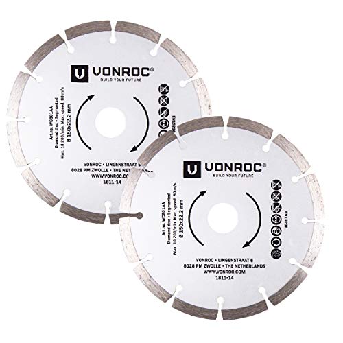 Discos diamantados para rozadora VONROC - Universales, 150mm - 2 piezas - ladrillos y materiales duros