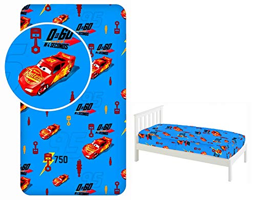 Disney Pixar Cars Sábana bajera ajustable para cama individual, 90 x 200 cm, 100% algodón, con licencia oficial
