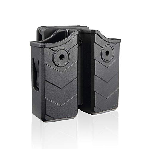 efluky Universal Portacargador Doble Portacargador Funda para Pistola Cargador Bolsa para H&K USP FS/Compact 9mm/.40/Beretta 92/Golck/Beretta/CZ/Walther P99/Sig Sauer, Belt Clip 60°Adjustable