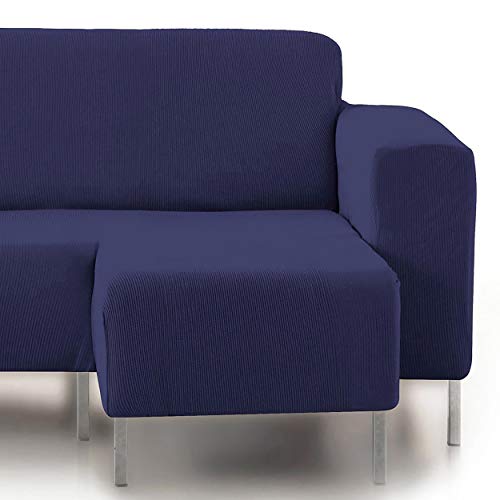 Eiffel Textile Elastica Protector Fundas para Sofa Rústica Brazo, 94% Poliéster, Azul, chaise longue corto derecha
